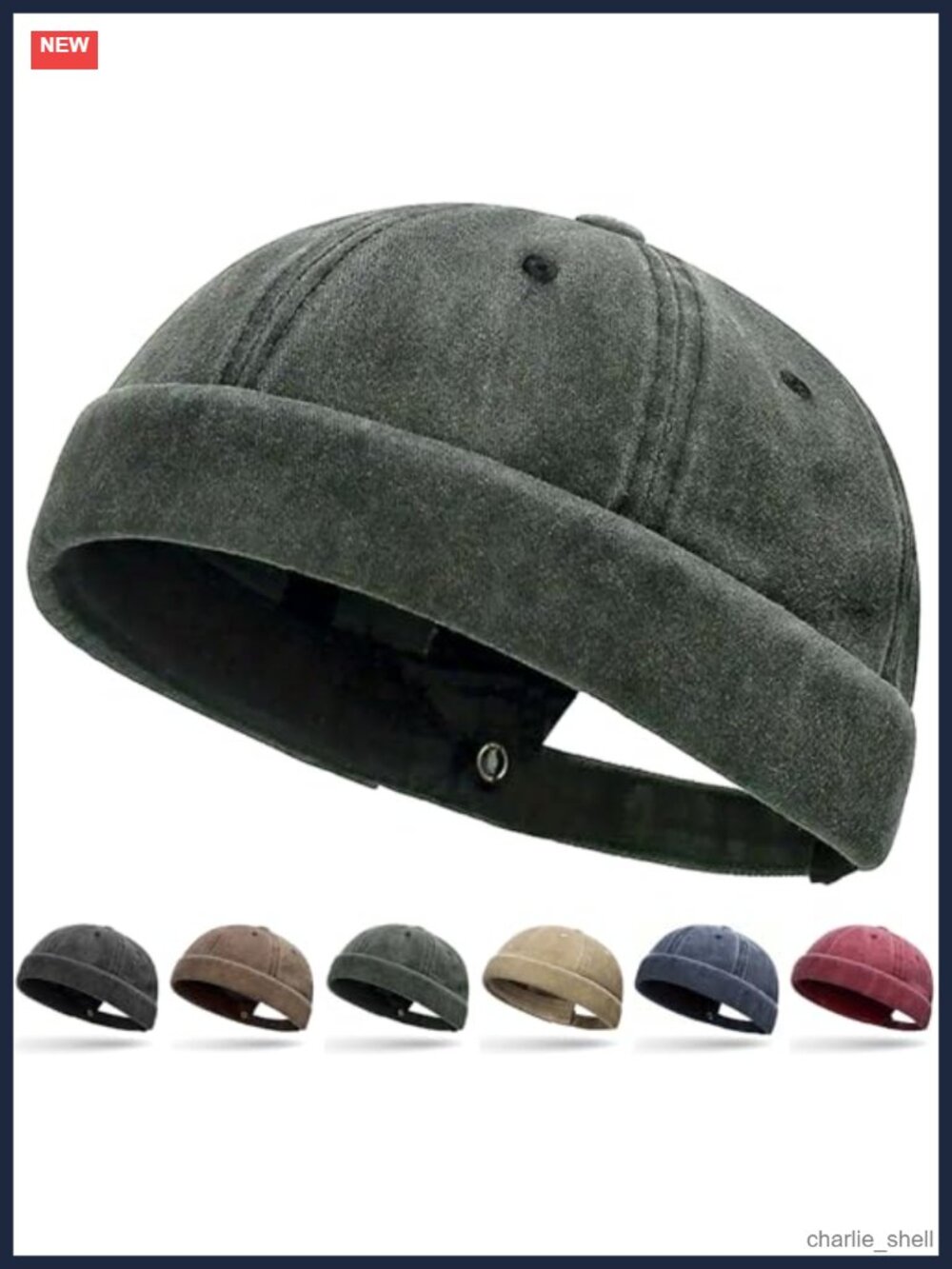 Mens Docker Hat Brimless Sailor Beanie Washed Cotton Adjustable